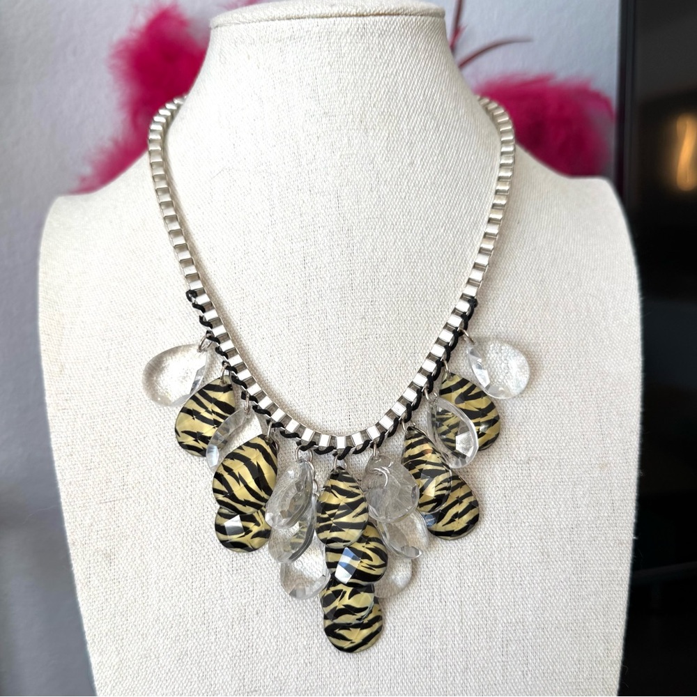 Vintage Zebra and Crystal Statem Necklace